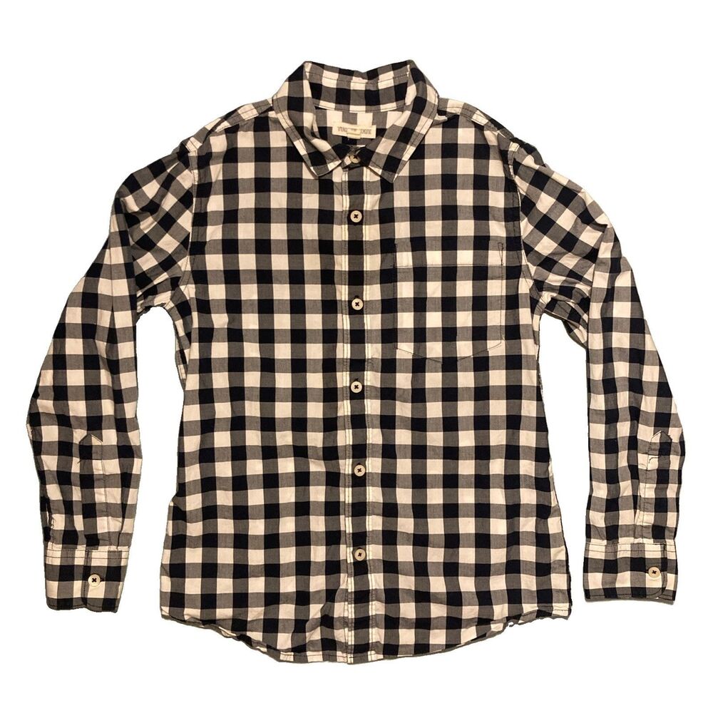 Boys 8/10 Tucker & Tate Black/white Cotton Long Sleeve Button Down EUC